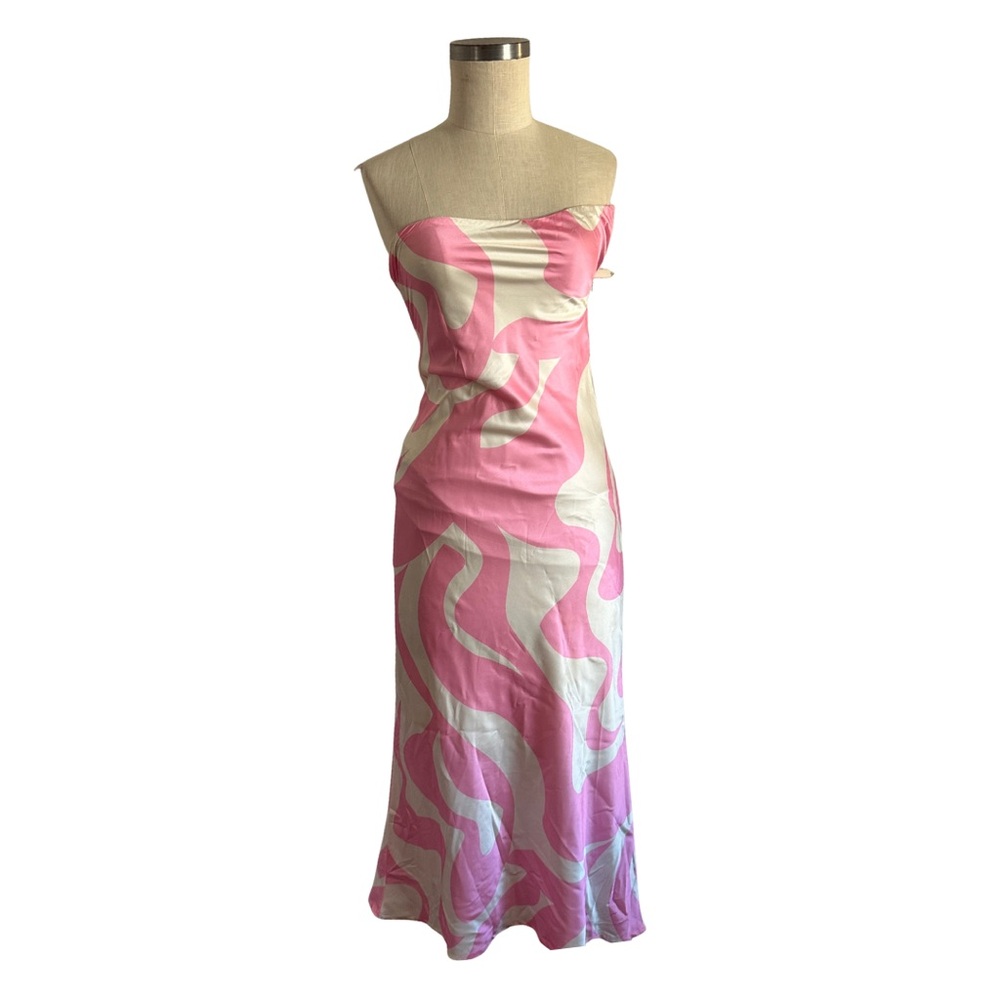 Revolve SNDYS pink and White Strapless Dress - size XS